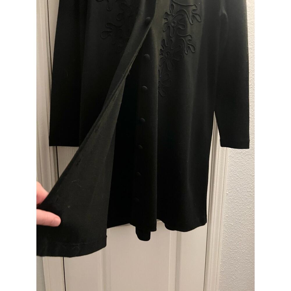 Liz Claiborne Blazer Dress Women's Petite Large Black Wool Embroidered VTG 80s - Picture 9 of 12